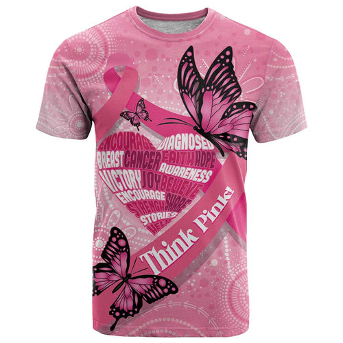 Australia Breast Cancer Awareness Month T Shirt Pink Ribbon Mix Butterflies