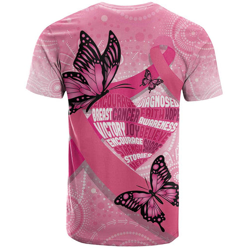 Australia Breast Cancer Awareness Month T Shirt Pink Ribbon Mix Butterflies