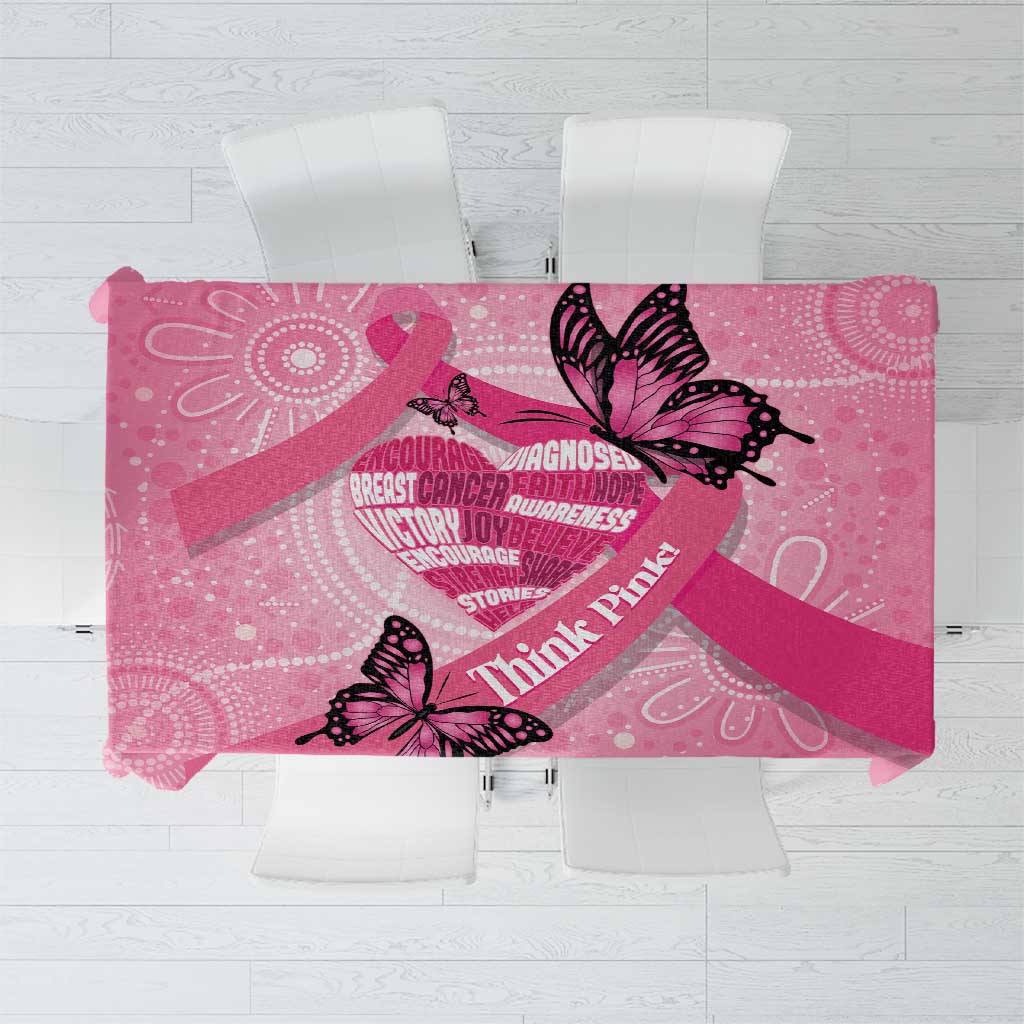 Australia Breast Cancer Awareness Month Tablecloth Pink Ribbon Mix Butterflies