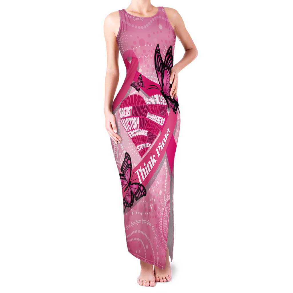 Australia Breast Cancer Awareness Month Tank Maxi Dress Pink Ribbon Mix Butterflies
