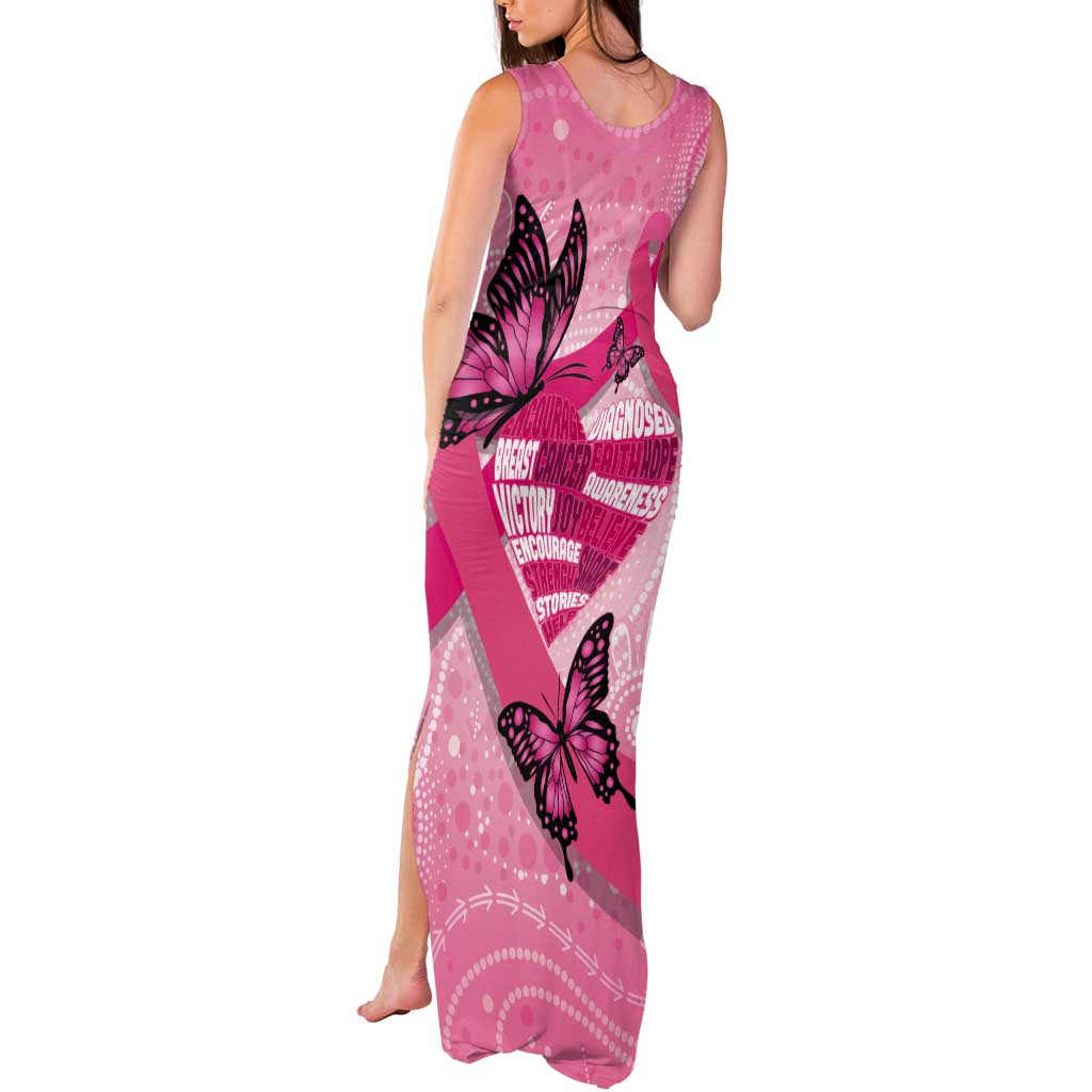 Australia Breast Cancer Awareness Month Tank Maxi Dress Pink Ribbon Mix Butterflies