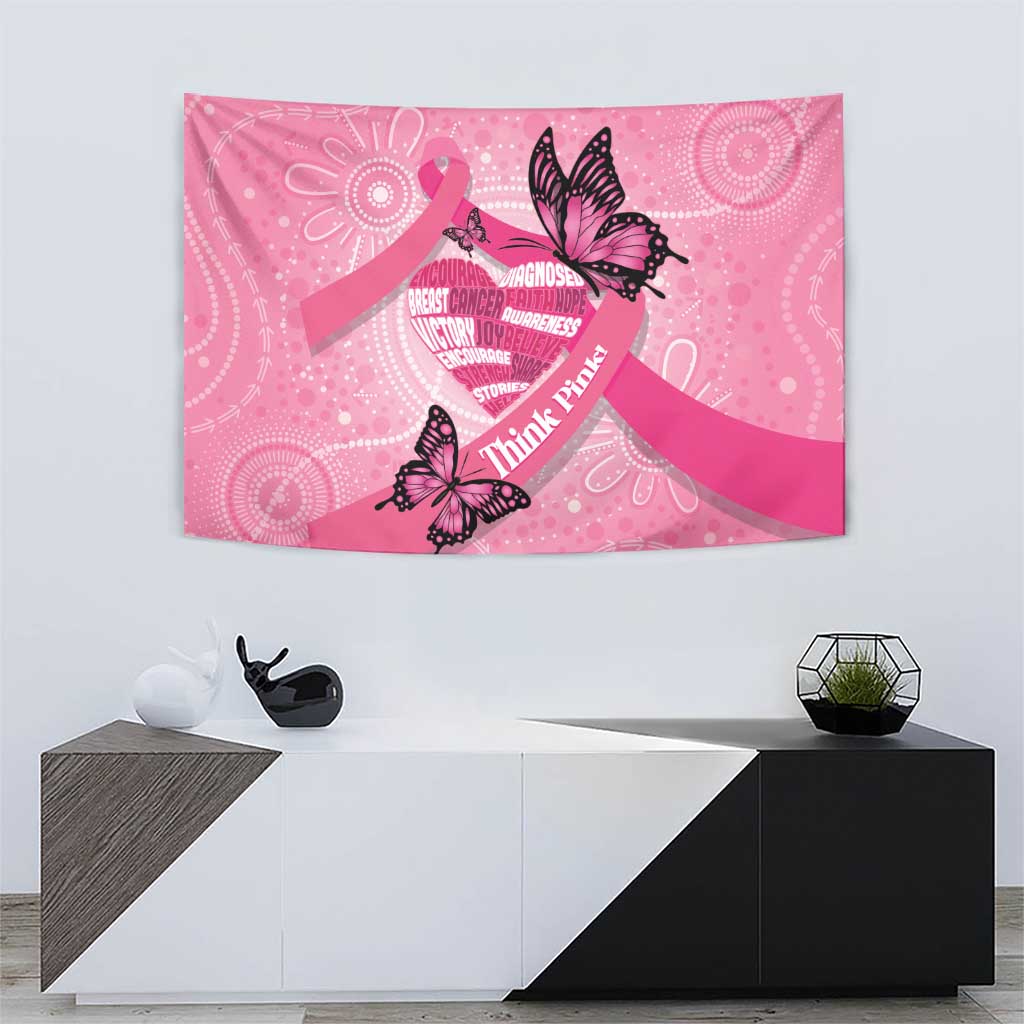 Australia Breast Cancer Awareness Month Tapestry Pink Ribbon Mix Butterflies
