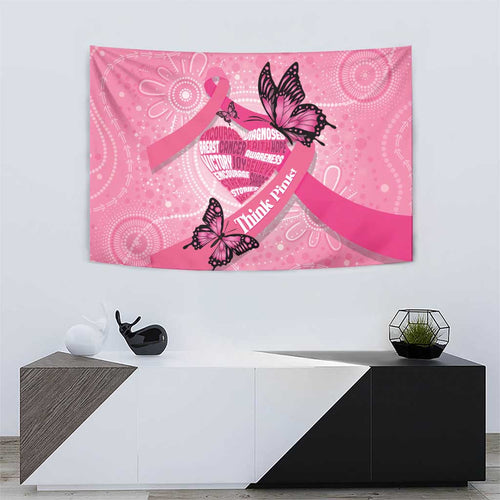 Australia Breast Cancer Awareness Month Tapestry Pink Ribbon Mix Butterflies