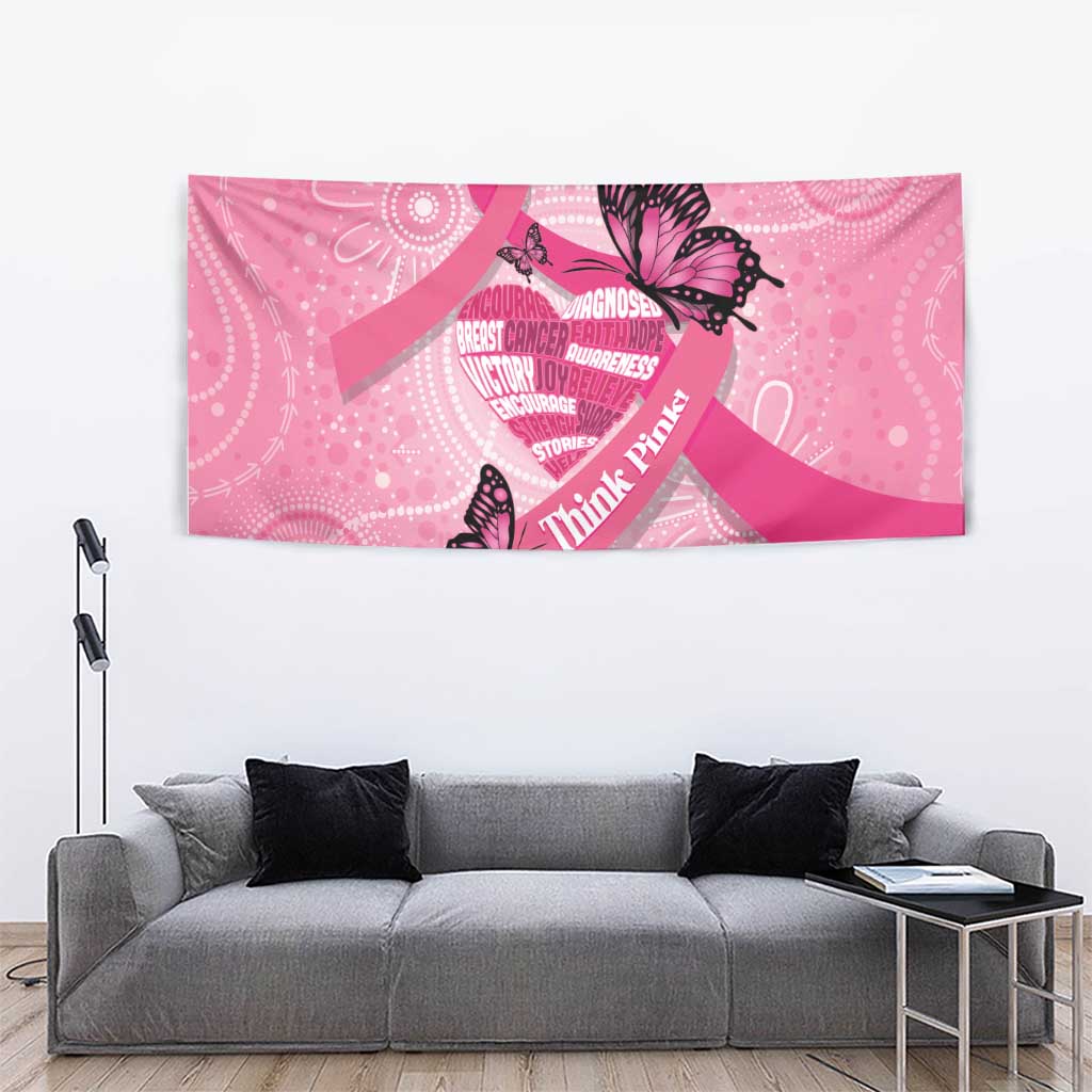 Australia Breast Cancer Awareness Month Tapestry Pink Ribbon Mix Butterflies