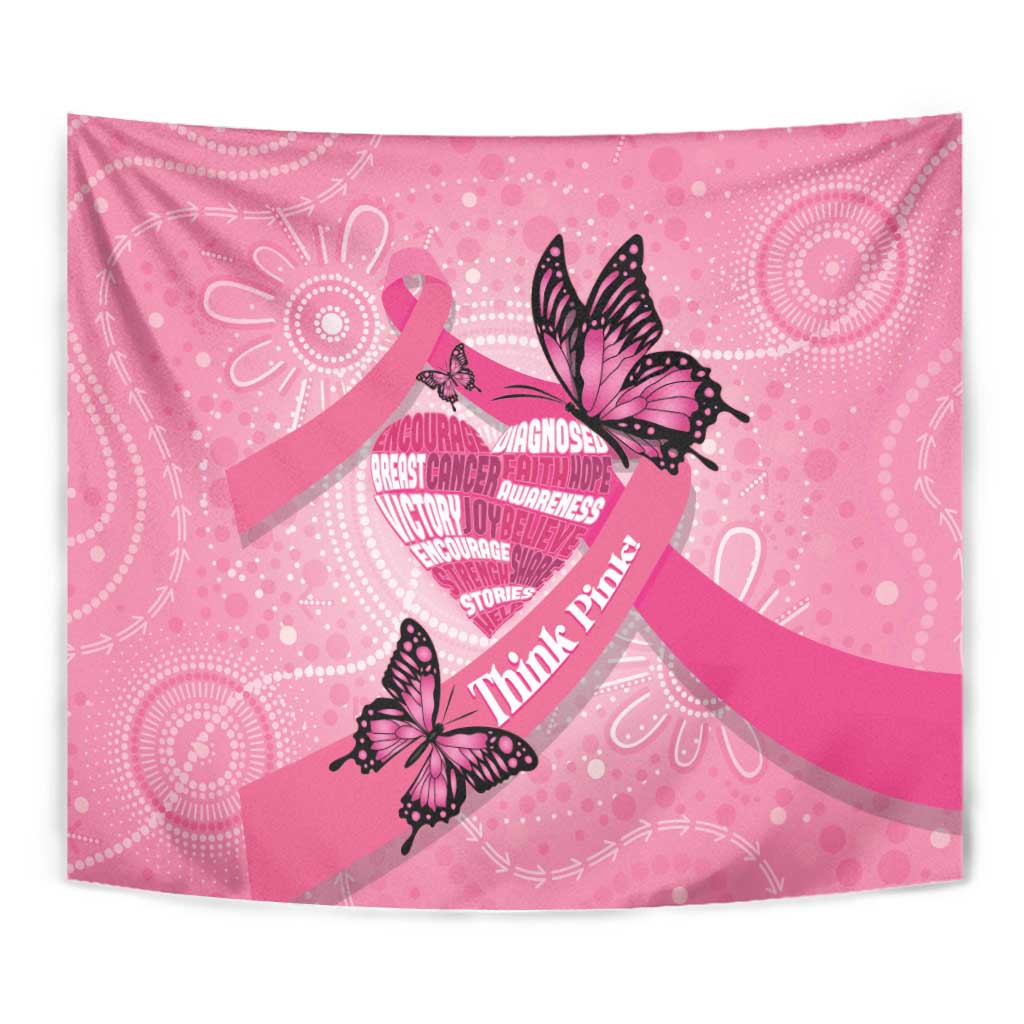 Australia Breast Cancer Awareness Month Tapestry Pink Ribbon Mix Butterflies