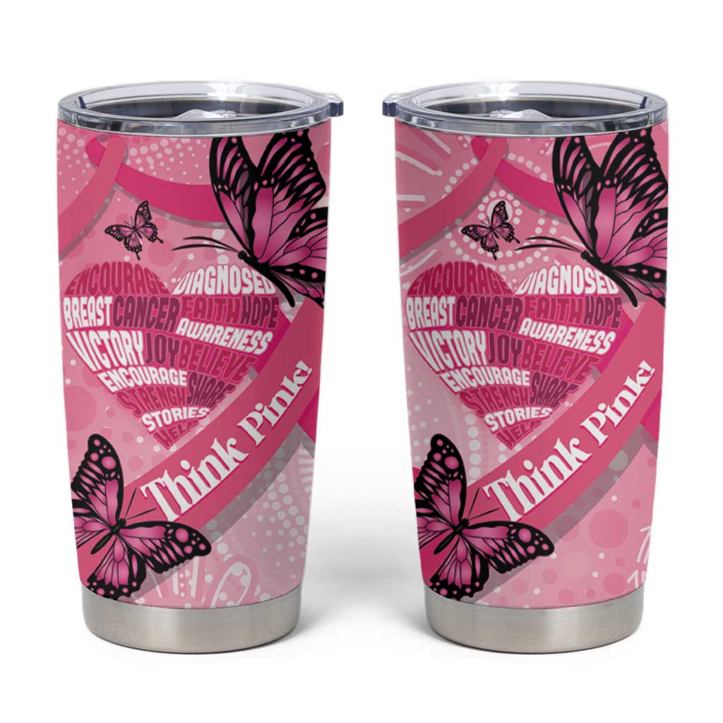 Australia Breast Cancer Awareness Month Tumbler Cup Pink Ribbon Mix Butterflies