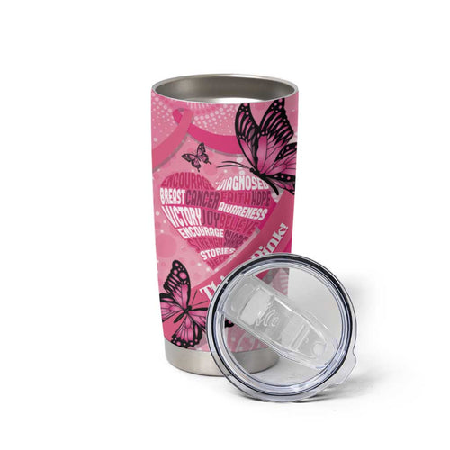 Australia Breast Cancer Awareness Month Tumbler Cup Pink Ribbon Mix Butterflies