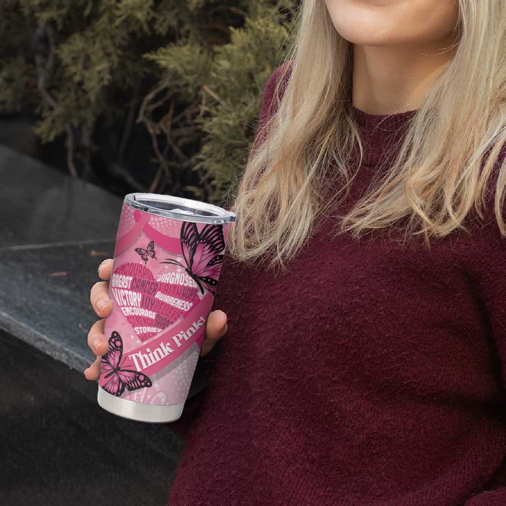 Australia Breast Cancer Awareness Month Tumbler Cup Pink Ribbon Mix Butterflies
