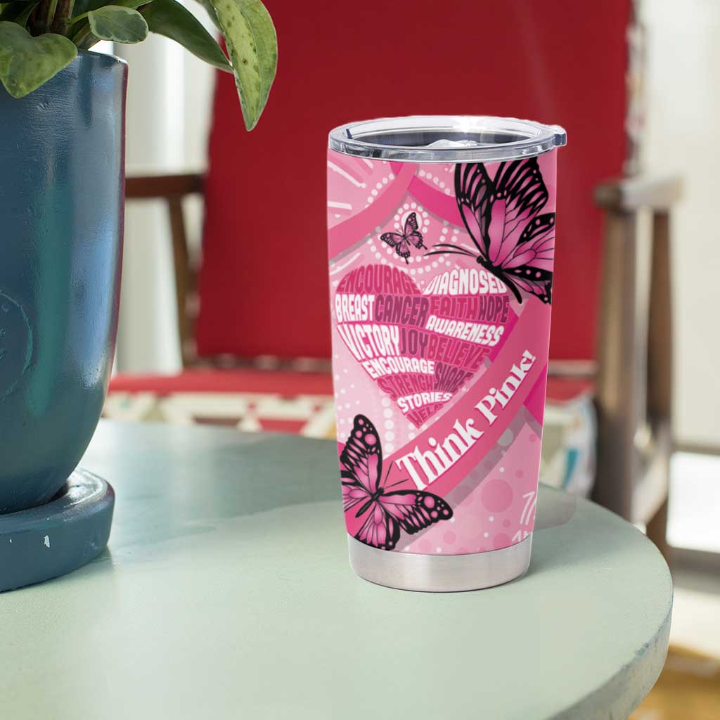 Australia Breast Cancer Awareness Month Tumbler Cup Pink Ribbon Mix Butterflies
