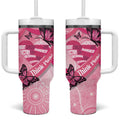 Australia Breast Cancer Awareness Month Tumbler With Handle Pink Ribbon Mix Butterflies
