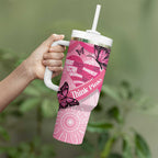 Australia Breast Cancer Awareness Month Tumbler With Handle Pink Ribbon Mix Butterflies
