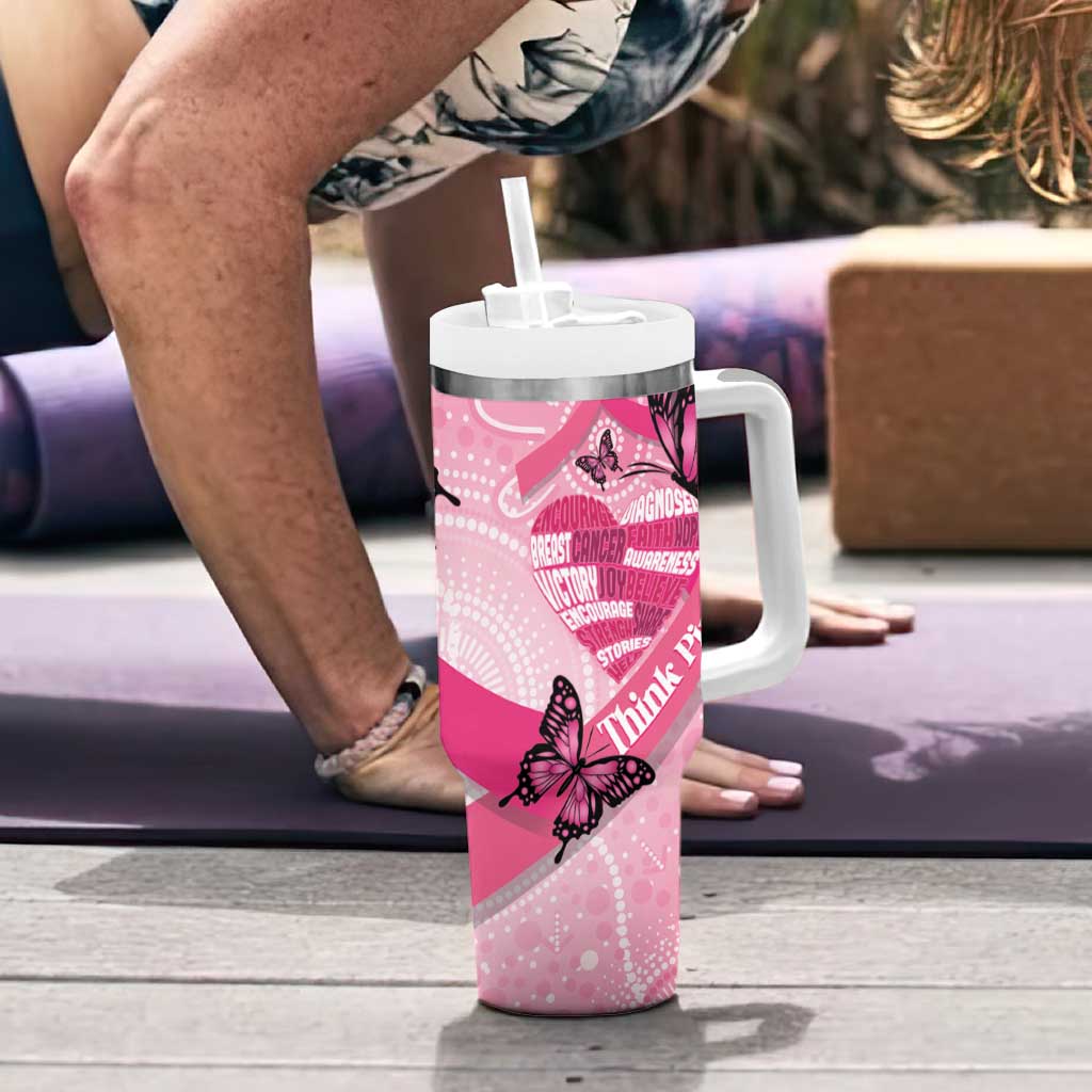 Australia Breast Cancer Awareness Month Tumbler With Handle Pink Ribbon Mix Butterflies