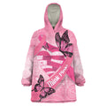 Australia Breast Cancer Awareness Month Wearable Blanket Hoodie Pink Ribbon Mix Butterflies