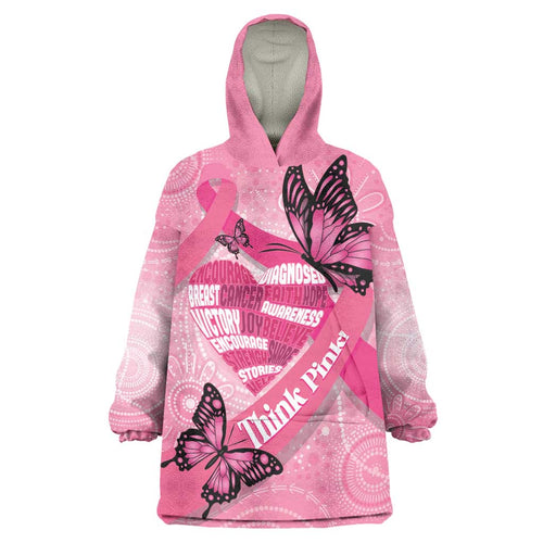 Australia Breast Cancer Awareness Month Wearable Blanket Hoodie Pink Ribbon Mix Butterflies