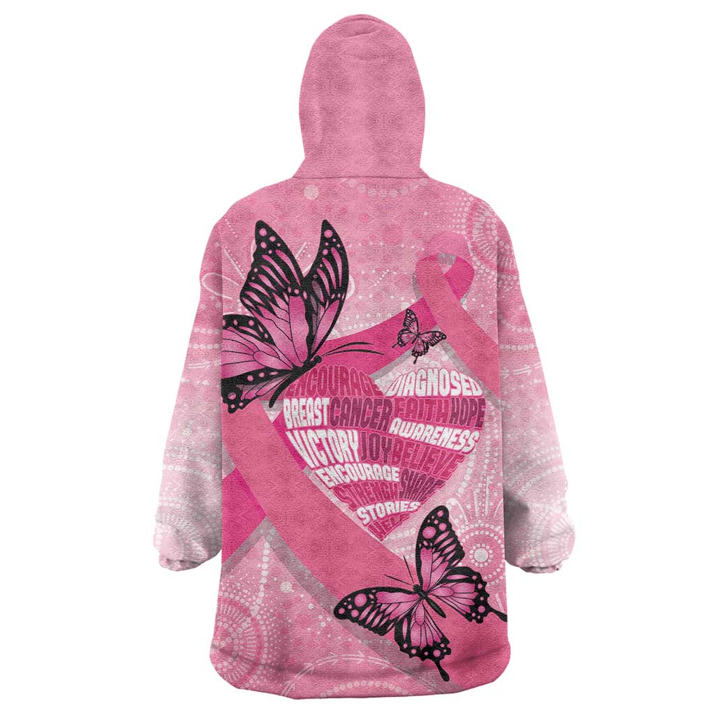 Australia Breast Cancer Awareness Month Wearable Blanket Hoodie Pink Ribbon Mix Butterflies