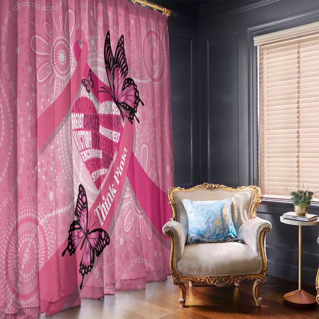 Australia Breast Cancer Awareness Month Window Curtain Pink Ribbon Mix Butterflies
