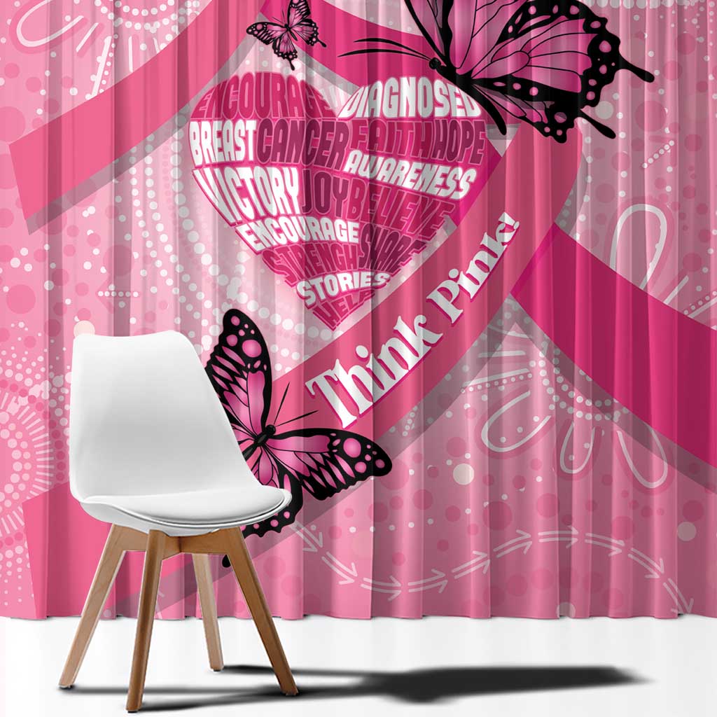 Australia Breast Cancer Awareness Month Window Curtain Pink Ribbon Mix Butterflies