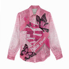 Australia Breast Cancer Awareness Month Women Casual Shirt Pink Ribbon Mix Butterflies
