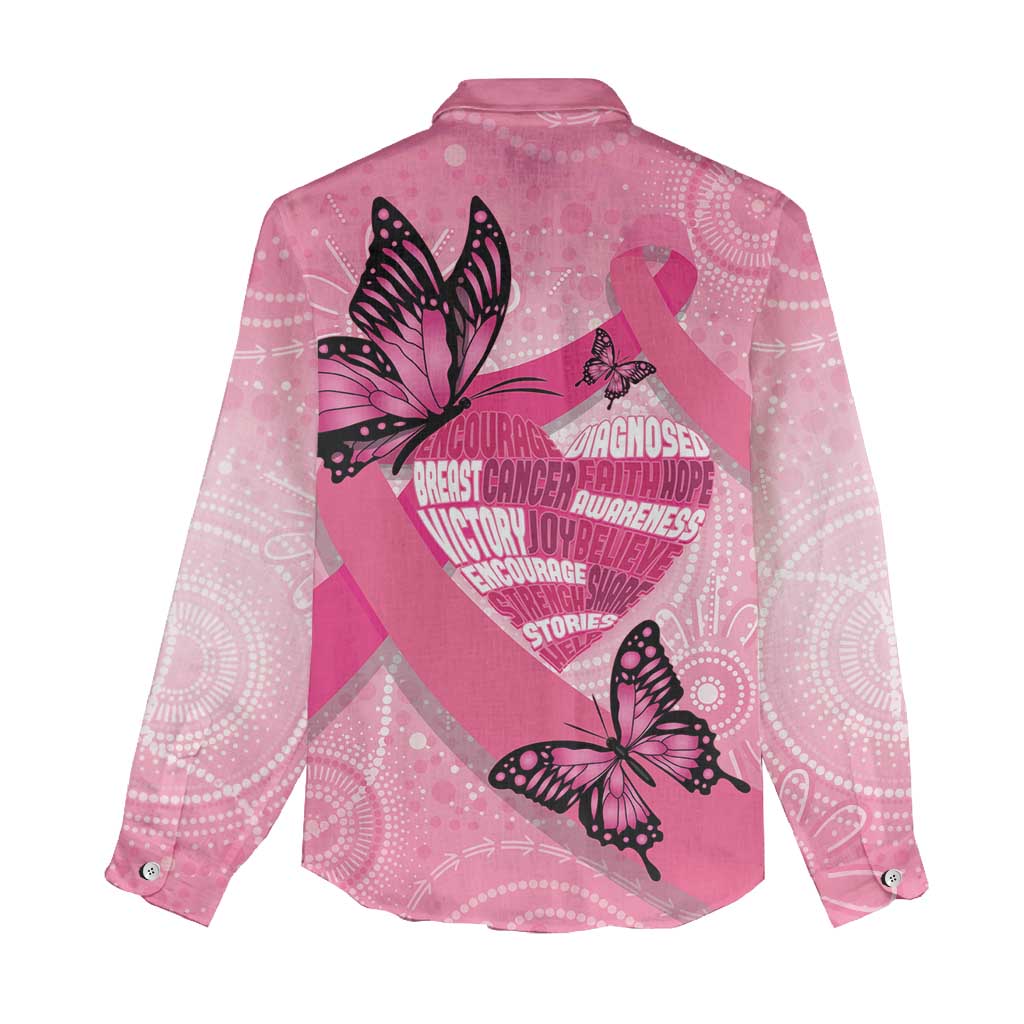 Australia Breast Cancer Awareness Month Women Casual Shirt Pink Ribbon Mix Butterflies