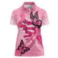Australia Breast Cancer Awareness Month Women Polo Shirt Pink Ribbon Mix Butterflies