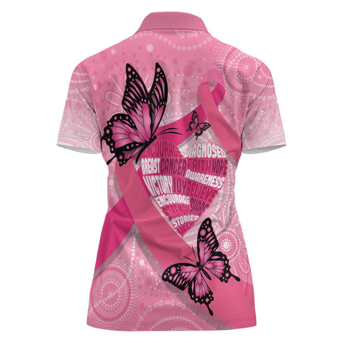 Australia Breast Cancer Awareness Month Women Polo Shirt Pink Ribbon Mix Butterflies