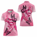 Australia Breast Cancer Awareness Month Women Polo Shirt Pink Ribbon Mix Butterflies