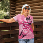 Australia Breast Cancer Awareness Month Women Polo Shirt Pink Ribbon Mix Butterflies