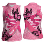 Australia Breast Cancer Awareness Month Women Sleeveless Polo Shirt Pink Ribbon Mix Butterflies