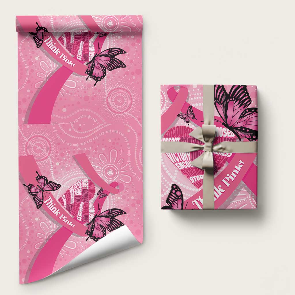 Australia Breast Cancer Awareness Month Wrapping Paper Pink Ribbon Mix Butterflies - Aussie Hoodie
