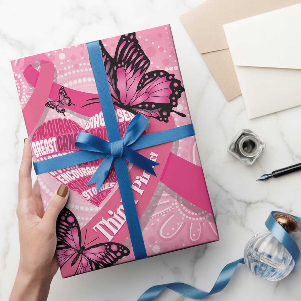 Australia Breast Cancer Awareness Month Wrapping Paper Pink Ribbon Mix Butterflies - Aussie Hoodie