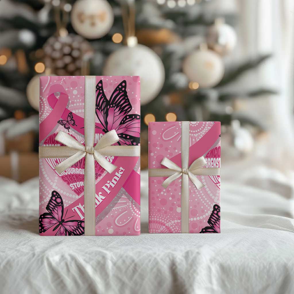 Australia Breast Cancer Awareness Month Wrapping Paper Pink Ribbon Mix Butterflies - Aussie Hoodie