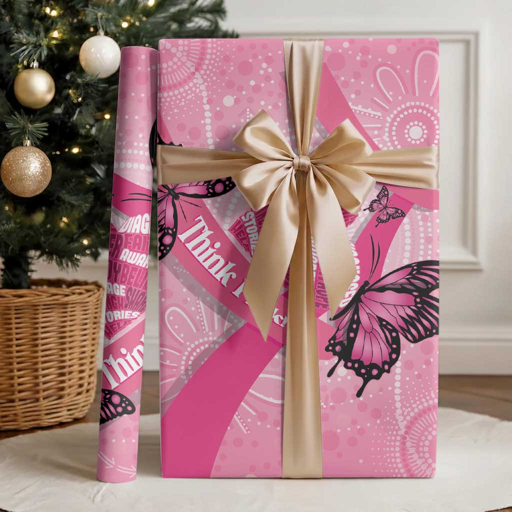 Australia Breast Cancer Awareness Month Wrapping Paper Pink Ribbon Mix Butterflies - Aussie Hoodie