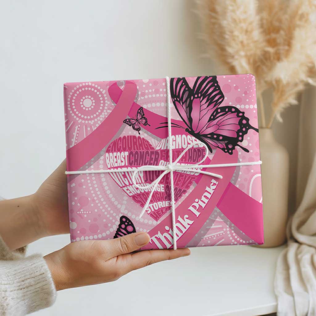 Australia Breast Cancer Awareness Month Wrapping Paper Pink Ribbon Mix Butterflies - Aussie Hoodie