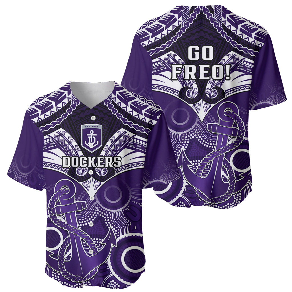 Dockers Football Baseball Jersey Fremantle Aboriginal Mix Polynesian Pattern LT14
