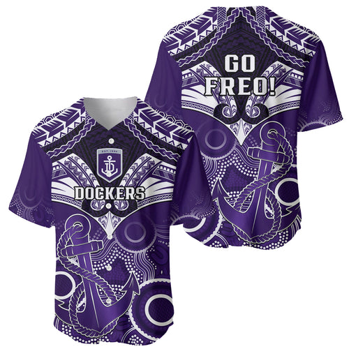 Dockers Football Baseball Jersey Fremantle Aboriginal Mix Polynesian Pattern LT14