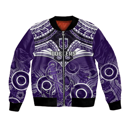 Dockers Football Bomber Jacket Fremantle Aboriginal Mix Polynesian Pattern LT14