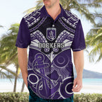 Dockers Football Hawaiian Shirt Fremantle Aboriginal Mix Polynesian Pattern LT14