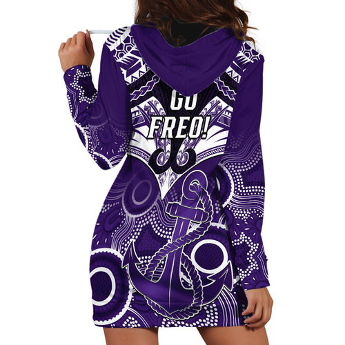 Dockers Football Hoodie Dress Fremantle Aboriginal Mix Polynesian Pattern LT14