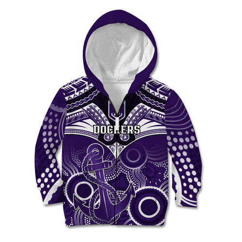 Dockers Football Kid Hoodie Fremantle Aboriginal Mix Polynesian Pattern LT14