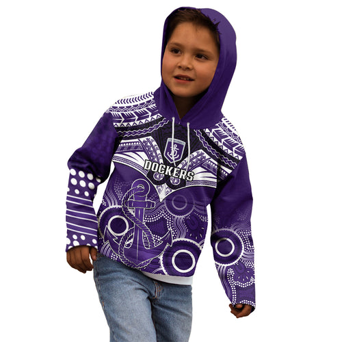 Dockers Football Kid Hoodie Fremantle Aboriginal Mix Polynesian Pattern LT14