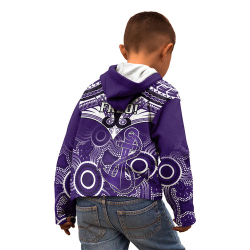 Dockers Football Kid Hoodie Fremantle Aboriginal Mix Polynesian Pattern LT14