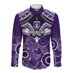 Dockers Football Long Sleeve Button Shirt Fremantle Aboriginal Mix Polynesian Pattern LT14