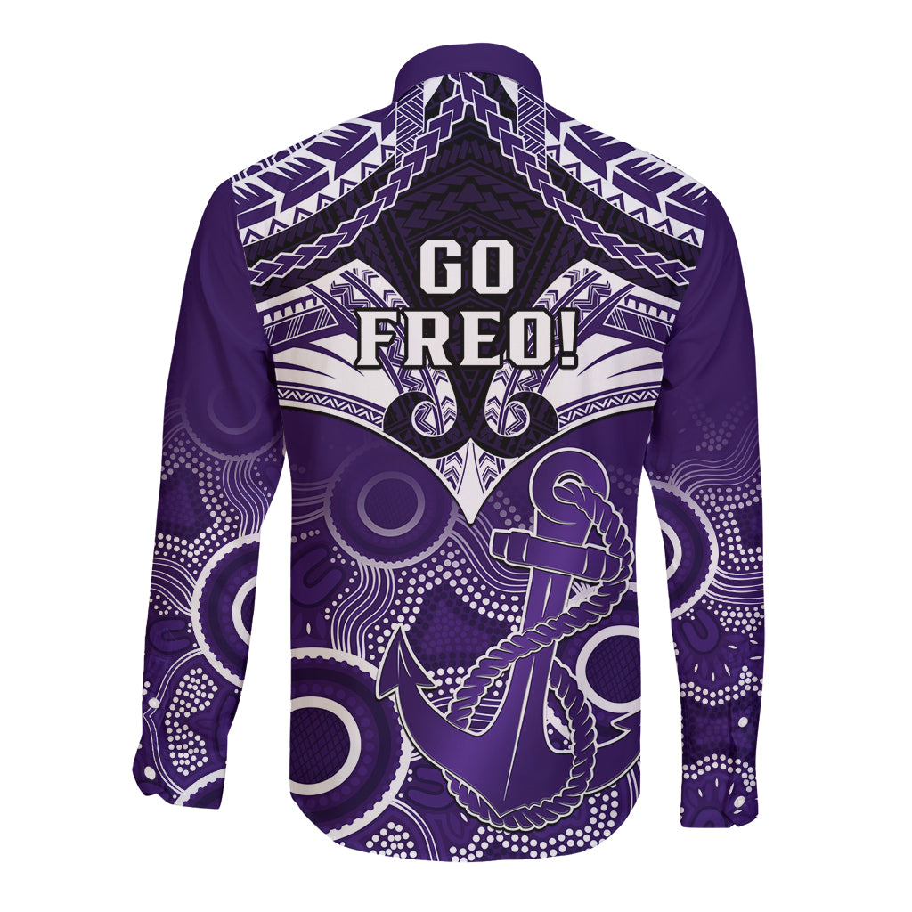 Dockers Football Long Sleeve Button Shirt Fremantle Aboriginal Mix Polynesian Pattern LT14