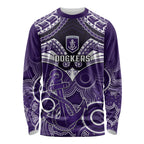 Dockers Football Long Sleeve Shirt Fremantle Aboriginal Mix Polynesian Pattern LT14
