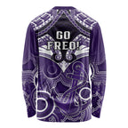 Dockers Football Long Sleeve Shirt Fremantle Aboriginal Mix Polynesian Pattern LT14