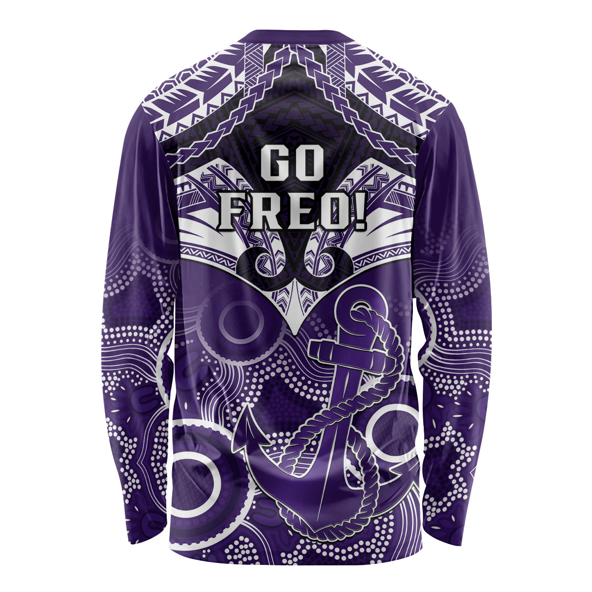 Dockers Football Long Sleeve Shirt Fremantle Aboriginal Mix Polynesian Pattern LT14