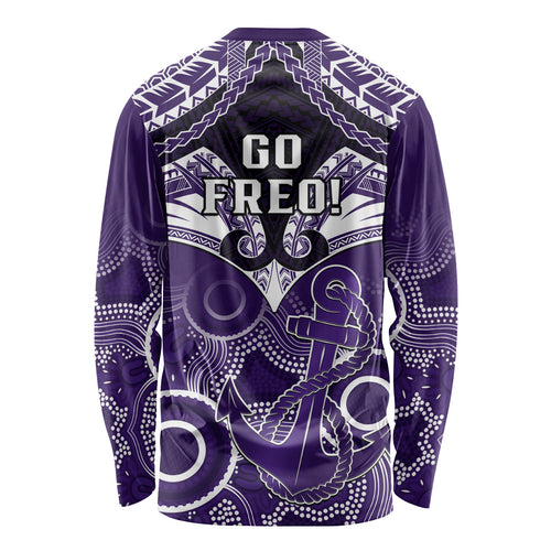 Dockers Football Long Sleeve Shirt Fremantle Aboriginal Mix Polynesian Pattern LT14