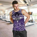 Dockers Football Men Tank Top Fremantle Aboriginal Mix Polynesian Pattern LT14
