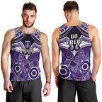 Dockers Football Men Tank Top Fremantle Aboriginal Mix Polynesian Pattern LT14