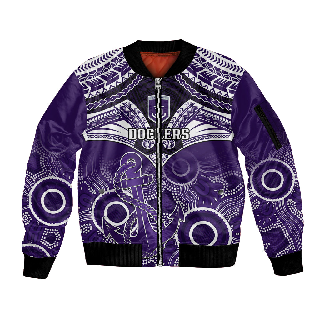Dockers Football Sleeve Zip Bomber Jacket Fremantle Aboriginal Mix Polynesian Pattern LT14
